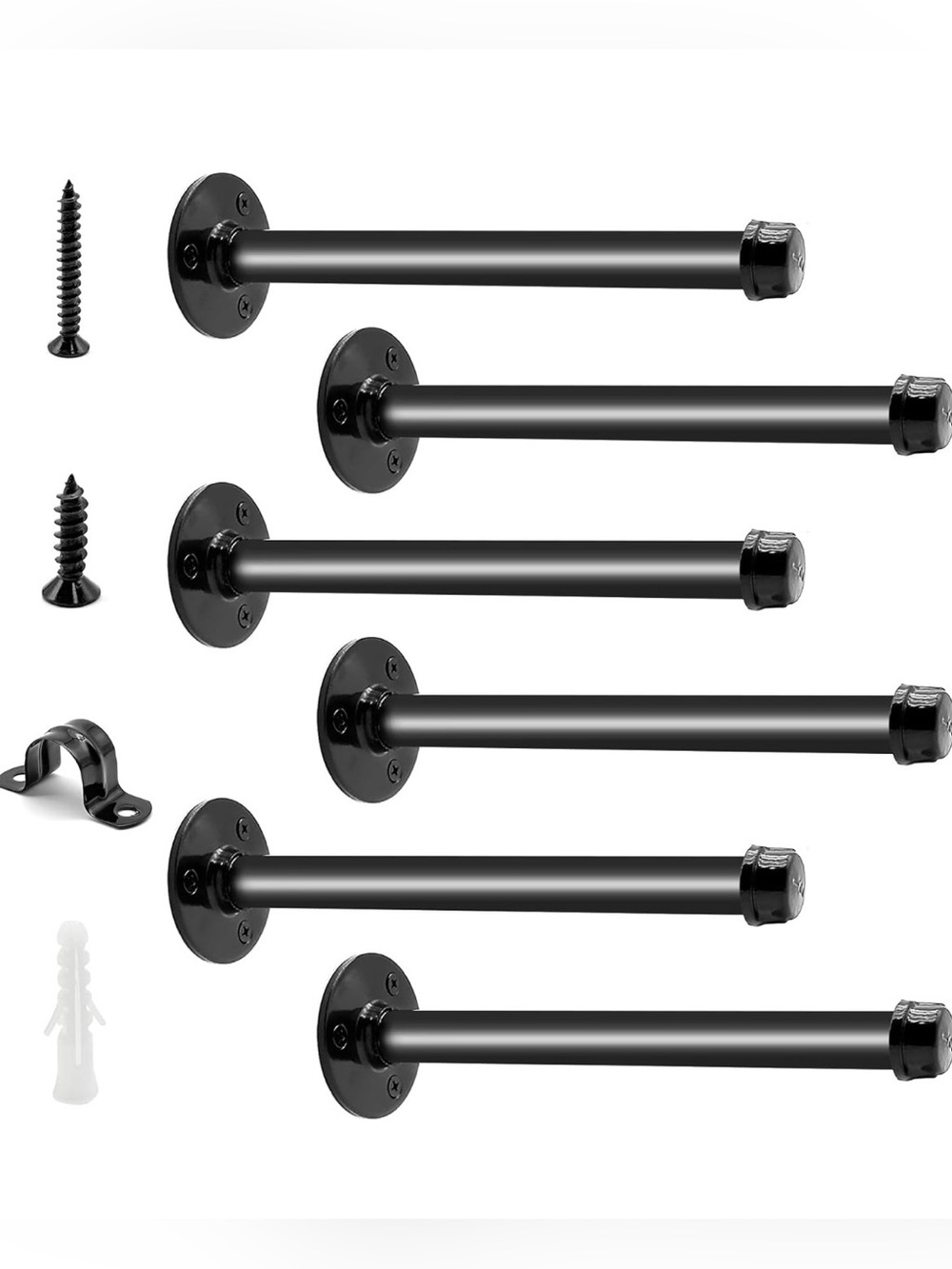 Black Wall-Mount Floating Shelf Rods - Unbranded